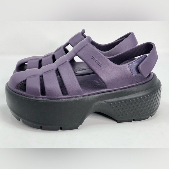 CROCS Shoes - Crocs Women’s Stomp Fisherman Sandal 209938 Purple Black - Size 7